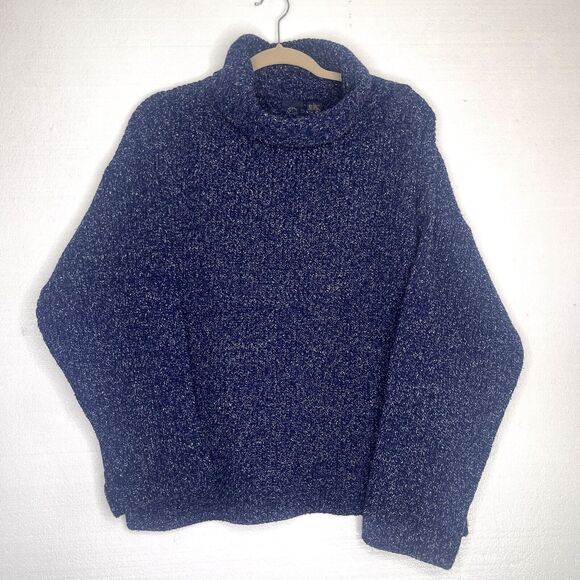 Dockers Vintage Blue Ribbed Knit Wool Blend Turtleneck Sweater size large - Picture 1 of 5